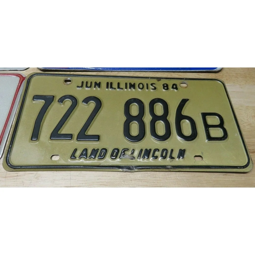 4 Vintage Ohio Indiana Illinois License Plates Garage Man Cave Decor Bar 70s 80s